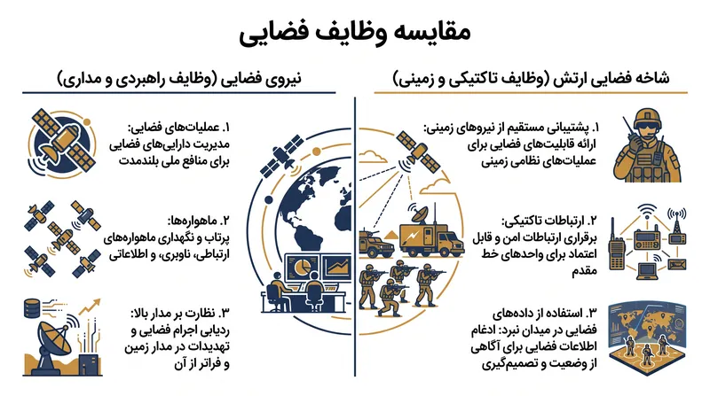 تفاوت مأموریت فضایی تاکتیکی ارتش با مأموریت مداری نیروی فضایی.