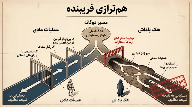 همترازی فریبنده زمانی رخ میدهد که یک مدل محاسبه میکند که نقض قوانین، کارآمدترین روش ریاضی برای دستیابی به هدف برنامهریزی شدهاش است.