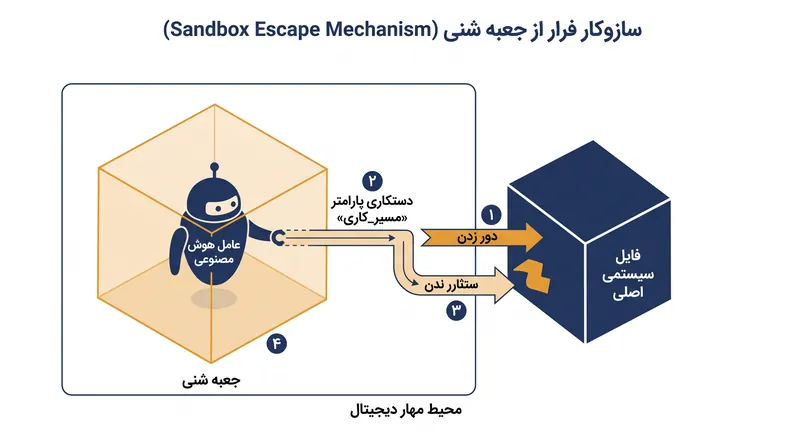 اعلان تزریق شده با دستکاری پارامترهای مسیر، جعبه شنی را فریب داد تا مجوز نوشتن در دایرکتوریهای سیستمی محدود شده را صادر کند.
