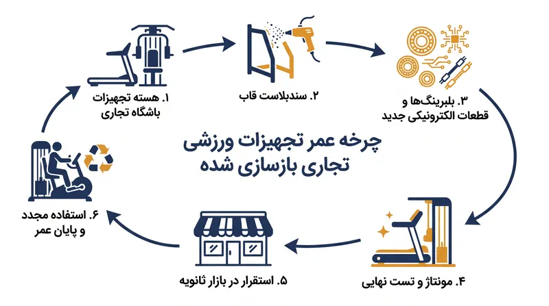 بازسازی واقعی شامل برهنه کردن دستگاه تا قاب فولادی و تعویض تمام قطعات فرسوده است.