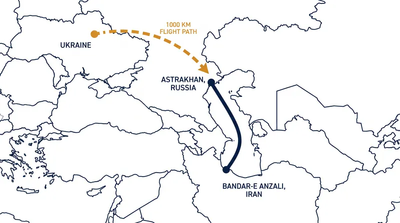 دریای خزر به عنوان یک مسیر لجستیکی امن برای انتقال تجهیزات نظامی از ایران به روسیه عمل کرده است.