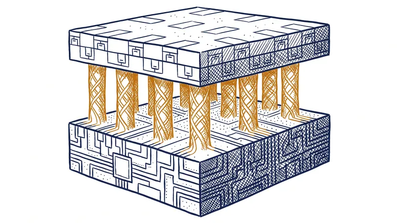 این نمونه اولیه، منطق استاندارد CMOS سیلیکونی را با حافظه مقاومتی (Resistive RAM) ادغام می‌کند که توسط مسیرهای عمودی نانولوله کربنی به هم متصل شده‌اند.
