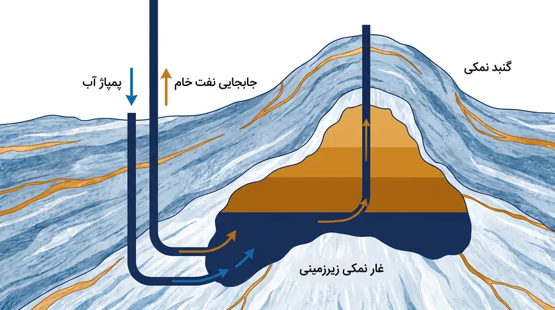 SPR از جابجایی آب برای استخراج نفت خام از غارهای نمکی زیرزمینی استفاده می‌کند.
