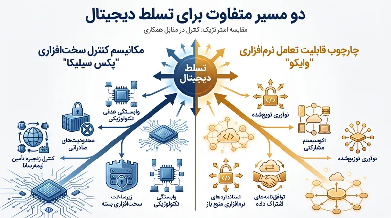 نحوه رویکرد دو چارچوب رقیب به حکمرانی فناوری.