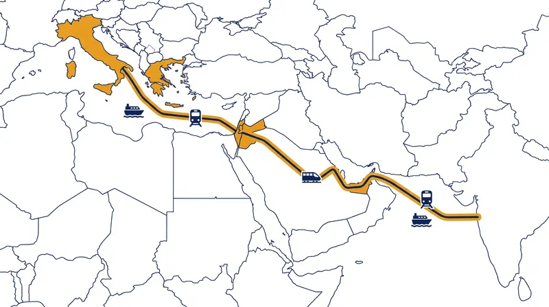 مسیر IMEC با دور زدن دریای سرخ و تنگه هرمز، یک جایگزین چندوجهی برای تجارت اوراسیا ارائه می‌دهد.