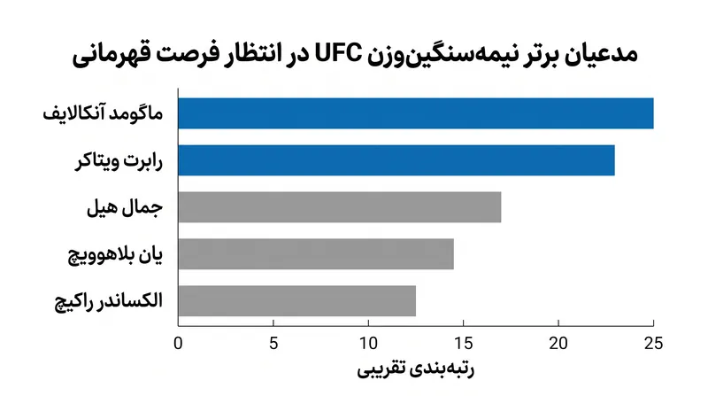 دسته ۲٠۵ پوندی در حال حاضر مملو از مدعیان نخبه است که منتظرند وضعیت قهرمانی مشخص شود.