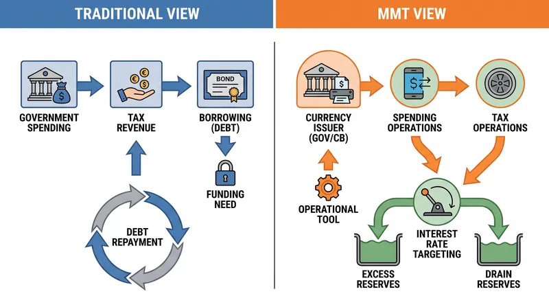 MMT هدف انتشار اوراق قرضه حاکمیتی را از جمع‌آوری درآمد به مدیریت نرخ بهره بازتعریف می‌کند.