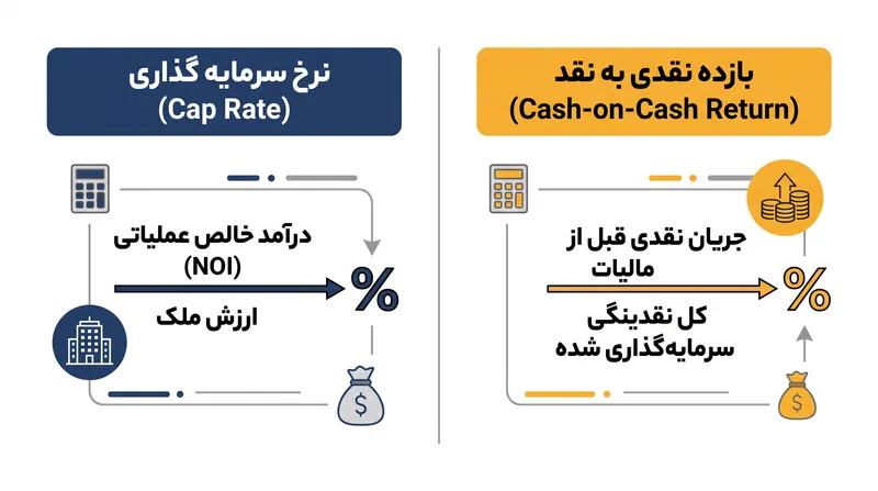 تفاوت اساسی بین معیارهای بازده املاک و مستغلات بدون اهرم و اهرمی.