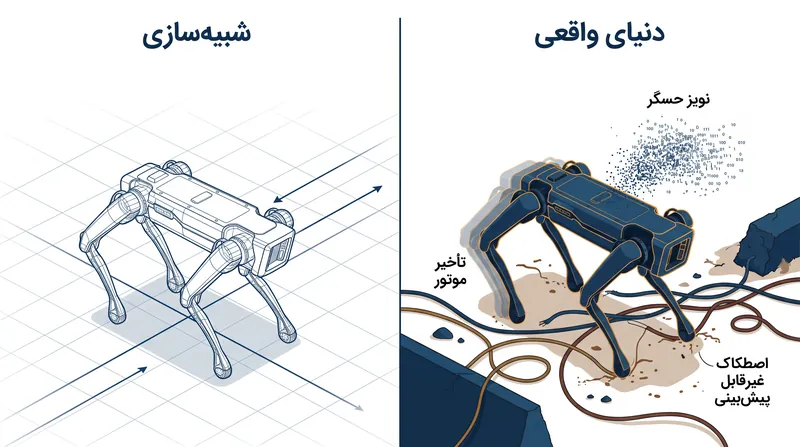 شکاف واقعیت به این دلیل رخ می‌دهد که شبیه‌سازی‌های مجازی نمی‌توانند اصطکاک فیزیکی، تأخیر و نویز دنیای واقعی را به طور کامل مدل‌سازی کنند.
