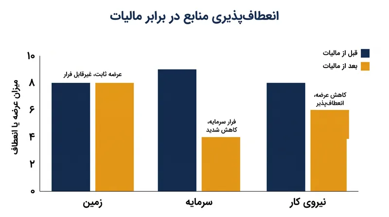 از آنجایی که زمین قابل جابجایی یا پنهان شدن نیست، مالیات‌گیری از آن عرضه اقتصادی را مخدوش نمی‌کند.