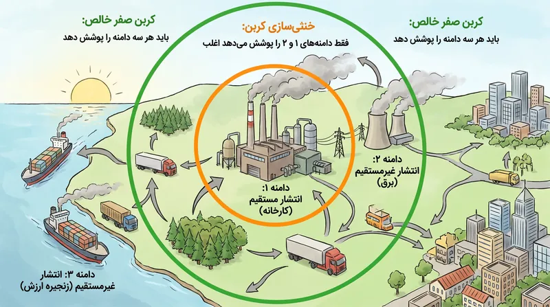 تعهدات کربن صفر خالص، گنجاندن انتشار گازهای گلخانه‌ای دامنه ۳ زنجیره تأمین را الزامی می‌کند، که اغلب بخش عمده‌ای از ردپای یک شرکت را تشکیل می‌دهد.