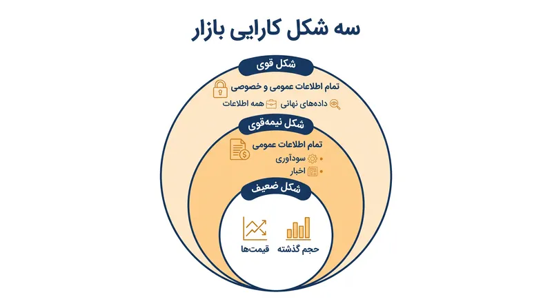 هر شکل از فرضیه بازار کارا آستانه متفاوتی را برای اینکه چه اطلاعاتی از قبل در قیمت یک دارایی لحاظ شده است، تعریف می‌کند.