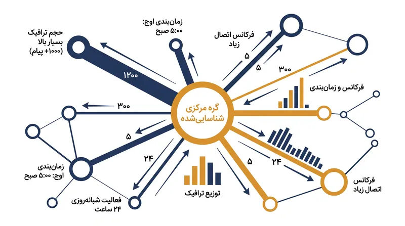 تحلیل ترافیک با اندازه‌گیری حجم و فرکانس اتصالات بین گره‌ها، سلسله‌مراتب یک شبکه را ترسیم می‌کند.