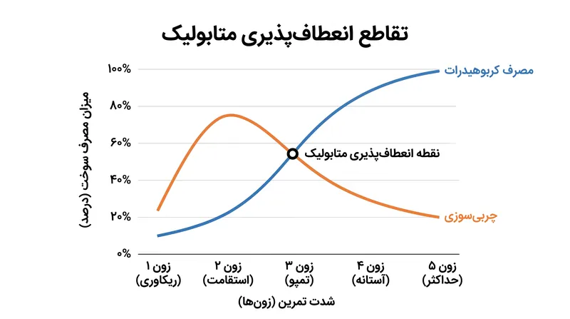 با افزایش شدت ورزش فراتر از زون ۲، بدن از سوزاندن چربی به سمت استفاده از ذخایر محدود کربوهیدرات تغییر مسیر می‌دهد.