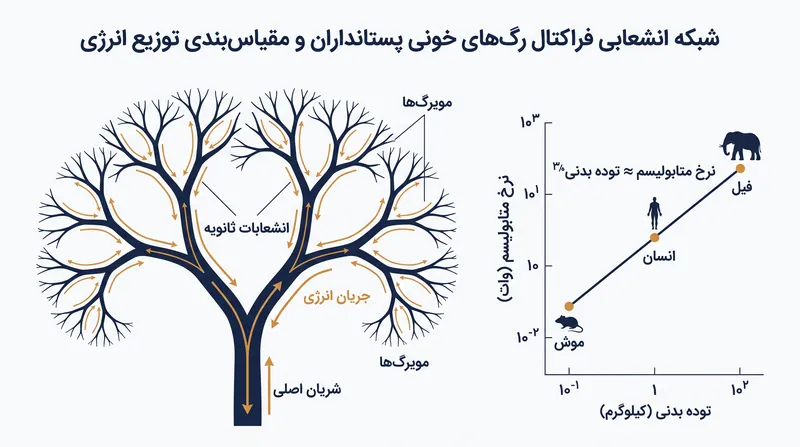 فیزیک دینامیک سیالات در شبکه‌های انشعابی فراکتال‌مانند، حد نهایی سرعت متابولیسم سلولی را تعیین می‌کند.