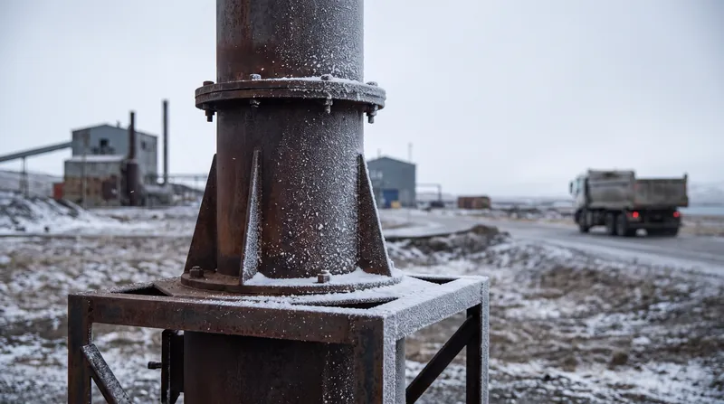 A metal chimney pipe attached to the exterior brick wall of an apartment building during winter.