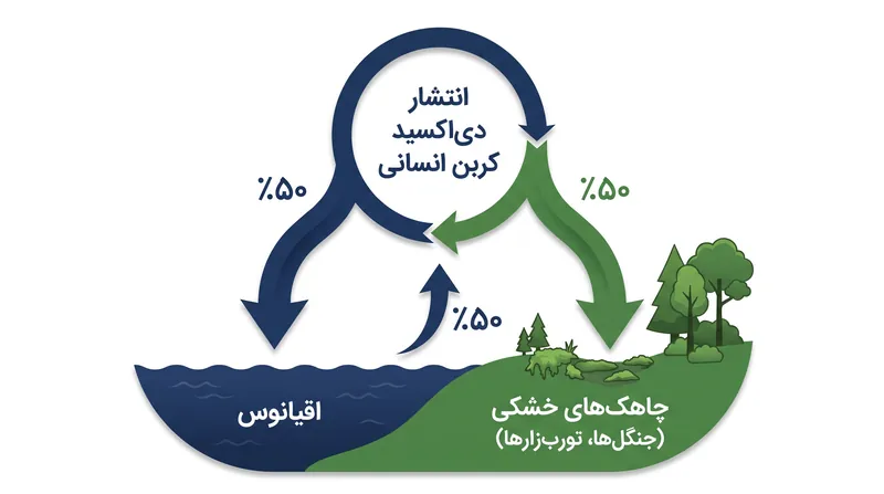 چاهک‌های طبیعی کربن در حال حاضر سالانه حدود نیمی از دی‌اکسید کربن منتشر شده توسط انسان را جذب می‌کنند.