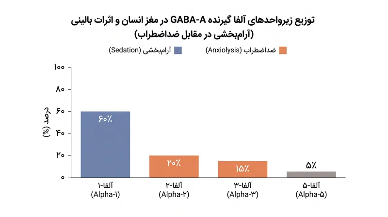 زیرواحدهای مختلف آلفا، اثرات بالینی خاص ناشی از تعدیل بنزودیازپین را تعیین می‌کنند.