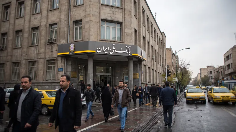نمای بیرونی ساختمان مرکزی بانک ملی ایران در تهران در طول روز