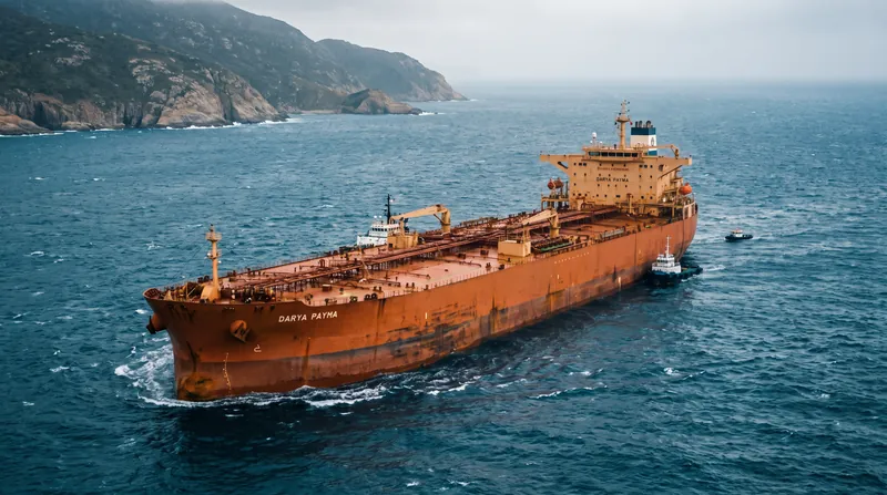 A massive VLCC supertanker sailing on the open ocean under a clear sky.