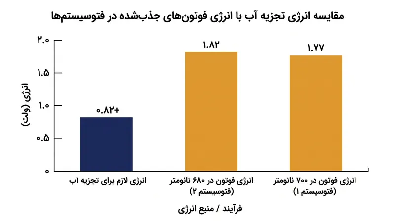 هیچ فوتون منفردی از نور مرئی انرژی کافی برای تجزیه آب و احیای کربن را به طور همزمان ندارد، که این امر رویکرد دو سیستمی را ضروری می‌سازد.