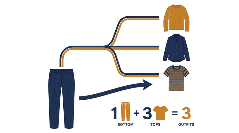 نسبت ۳ به ۱، تنوع ترکیب لباس‌ها را به حداکثر و تعداد کل لباس‌ها را به حداقل می‌رساند.