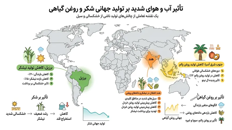 شرایط نامساعد جوی در مناطق عمده کشت، هزینه خرید عمده شکر و روغن‌های خوراکی را افزایش داده است.