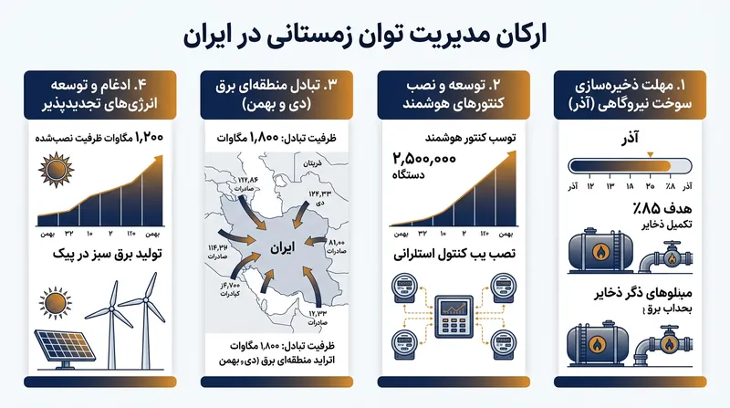 محورهای اصلی بسته ۶۰ برنامه‌ای وزارت نیرو برای زمستان ۱۴۰۵.