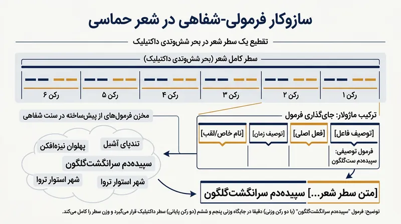 فرمول‌ها به مثابه قطعات آماده وزنی عمل می‌کنند و به نقال امکان می‌دهند بی مکث شعر بسراید.