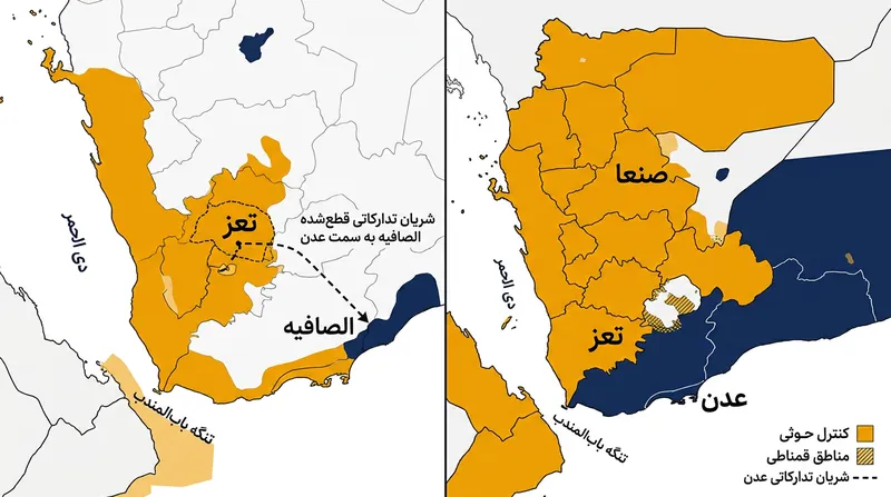 پیشروی حوثی‌ها آخرین شریان تدارکاتی تعز به عدن را قطع کرده و محاصره شهر را تکمیل ساخت.