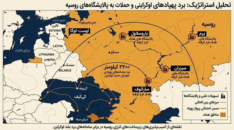 افزایش برد پهپادی اوکراین کانون‌های پشتیبانی روسیه را که پیش‌تر امن تلقی می‌شدند در تیررس قرار داده است.