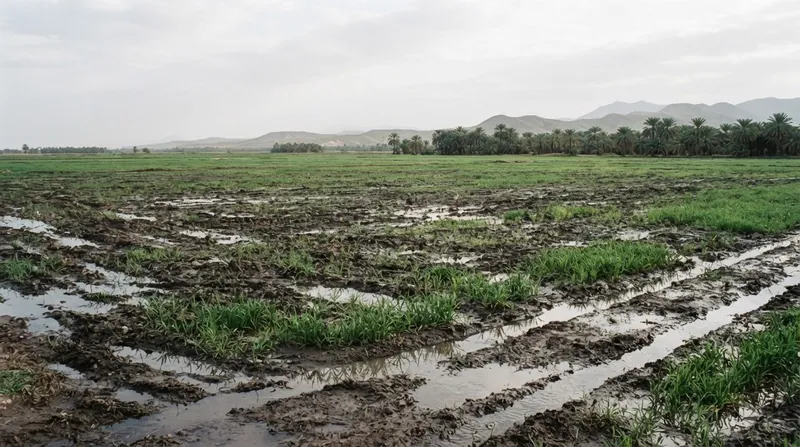 تصویرسازی: مزرعه کشاورزی در خوزستان پس از بارندگی