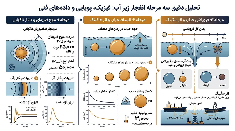 مراحل سه‌گانه رویداد انفجار زیر آب (UNDEX).
