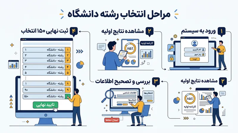 مراحل ثبت و تایید نهایی انتخاب رشته در سامانه جامع آزمون سراسری.