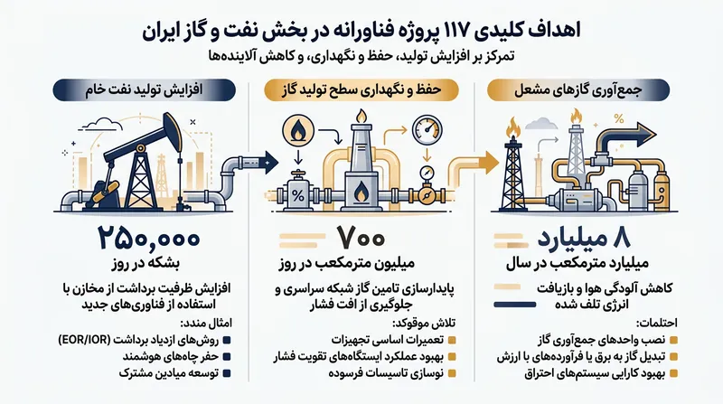 اهداف کمی تعیین‌شده در بسته فناورانه صنعت نفت و گاز.