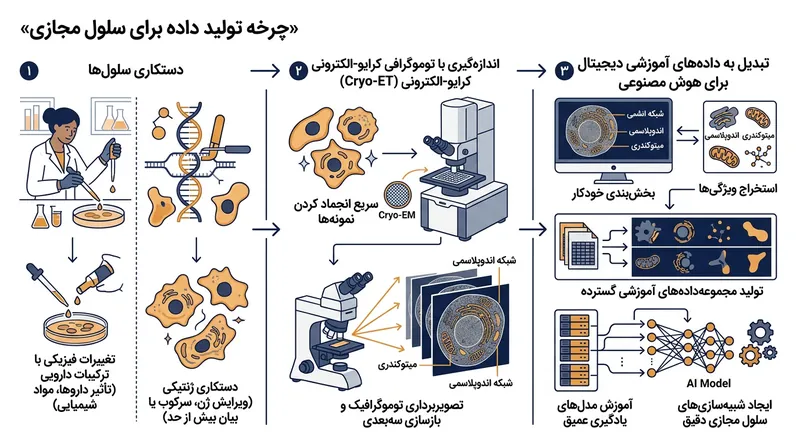 پژوهشگران با ثبت ساختاریافته واکنش سلول‌ها به تغییرات ژنتیکی و شیمیایی تلاش می‌کنند قواعد بنیادین زیست‌شناسی سلولی را به هوش مصنوعی بیاموزند.
