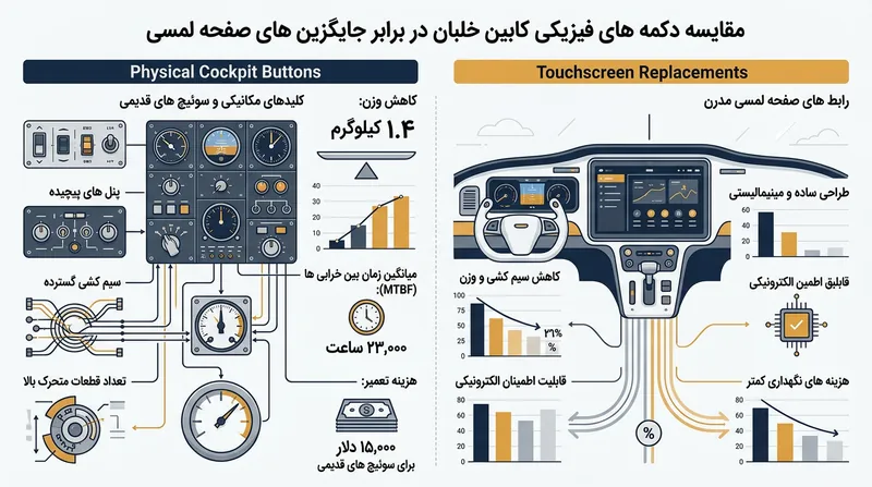مزایای اقتصادی و مهندسی جایگزینی دکمه‌های فیزیکی با نمایشگرهای لمسی.