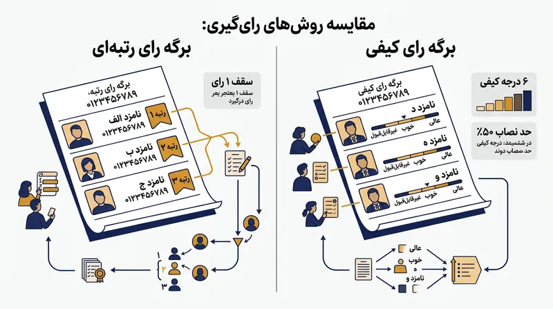 برگه‌های رأی کیفی به شهروندان امکان می‌دهند هر نامزد را بدون وابستگی به رقبا ارزیابی کنند.
