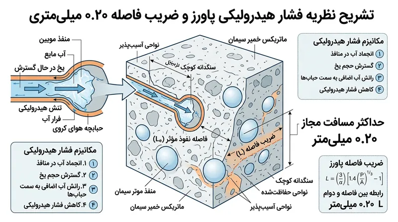 آب غیرمنجمد باید در مسافتی کمتر از ۰.۲۰ میلی‌متر به یک حباب هوا برسد تا پیش از شکستن خمیر سیمان، فشار تخلیه شود.