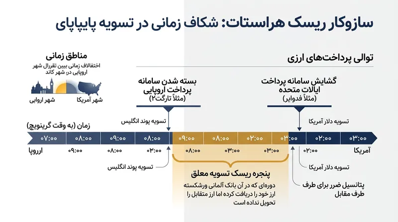 ریسک هراستات زمانی شکل می‌گیرد که اختلاف ساعت کشورها، یک بانک را مجبور به پرداخت ارز ساعاتی پیش از باز شدن بازار کشور مقابل می‌کند.