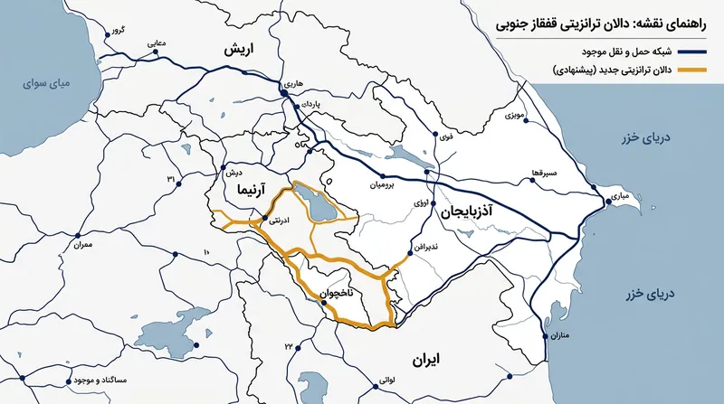 مسیر ترانزیتی جدید که جمهوری آذربایجان را از طریق خاک ارمنستان به نخجوان متصل می‌کند.