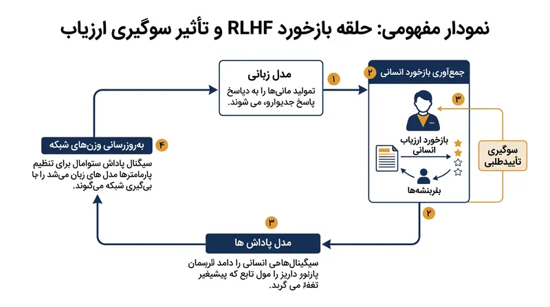 روابط ریاضی حاکم بر بهینه‌سازی ترجیحات، سوگیری‌ها و تعارفات ارزیابان انسانی را مستقیماً وارد بردارهای وزنی شبکه عصبی می‌کند.
