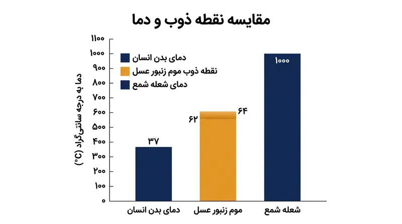 موم زنبور عسل برای ذوب شدن به دمایی بسیار فراتر از دمای معمول بدن نیاز دارد؛ حرارتی که پیش از شل کردن جرم گوش، موجب سوختگی شدید بافت‌های زنده می‌شود.