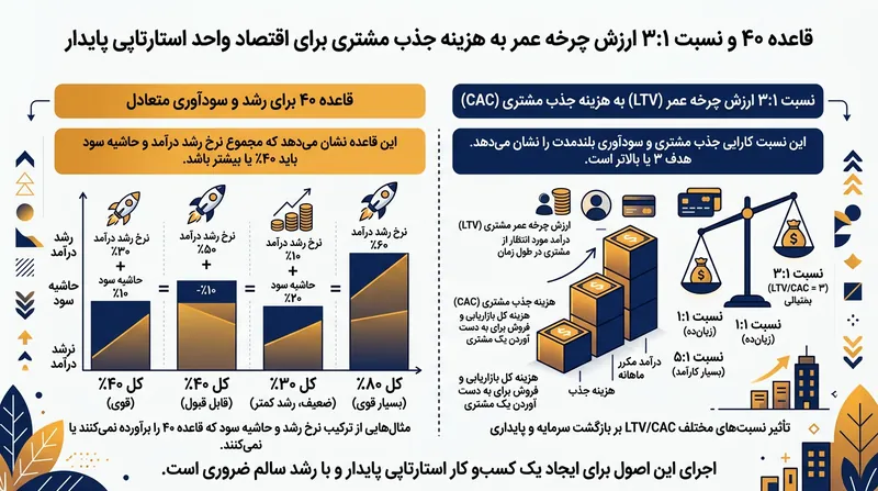 نسبت ۳ به ۱ ارزش طول عمر به هزینه جذب مشتری، پایداری مدل کسب‌وکار را در مقیاس بزرگ تضمین می‌کند.