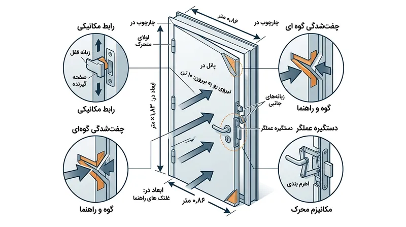 در ارتفاع اوج پروازی، اختلاف فشار ۵۵ کیلوپاسکالی نیرویی نزدیک به ۱۰ تن را به در وارد کرده و آن را محکم می‌کند.