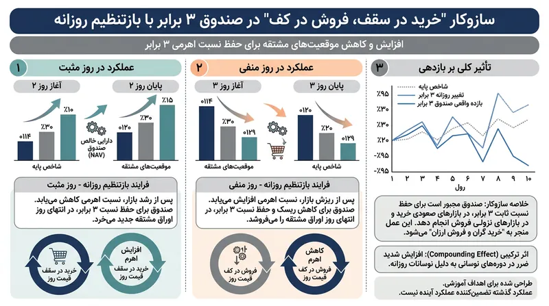 مدیران پرتفوی برای حفظ ضریب اهرمی، از نظر ساختاری ناچارند پس از رشد بازار موقعیت بیشتری بخرند و پس از افت دارایی‌ها بفروشند.
