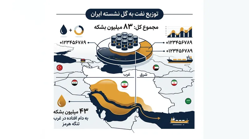 بیش از نیمی از ذخایر نفت شناور ایران در غرب تنگه هرمز گرفتار شده‌اند.