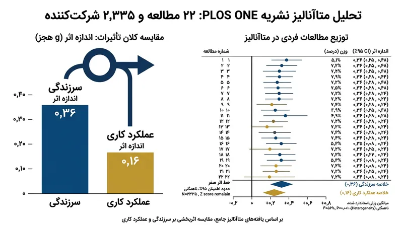 داده‌های ۲۲ نمونه مستقل نشان‌دهنده تضاد فاحش میان حس سرزندگی و افزایش واقعی عملکرد کاری است.