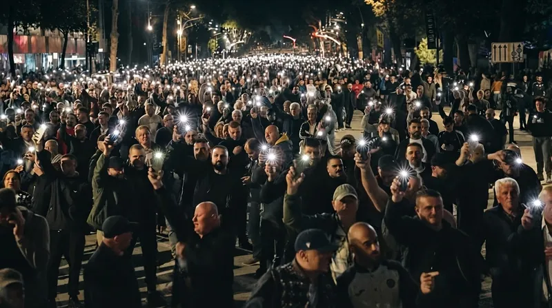 هزاران دانشجوی معترض در خیابان‌های تیرانا در میان دود و آتش در حال تظاهرات و رویارویی با پلیس هستند.