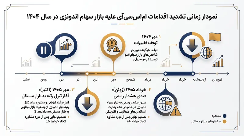ام‌اس‌سی‌آی پیش از اعلام رسمی فرآیند تنزل رتبه، در ماه ژانویه تغییرات شاخصی نمادهای اندونزی را متوقف کرده بود.